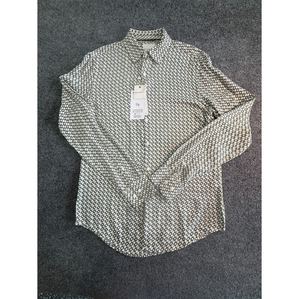 Men's Small Denim & Flower Ricky Singh Men's Print Shirt Beige Black New